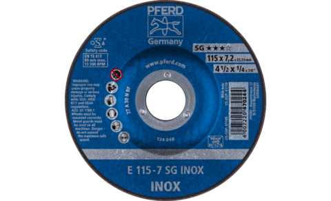 Pferd SG Inox Grinding Disc 115mm x 7.0mm 62211623
