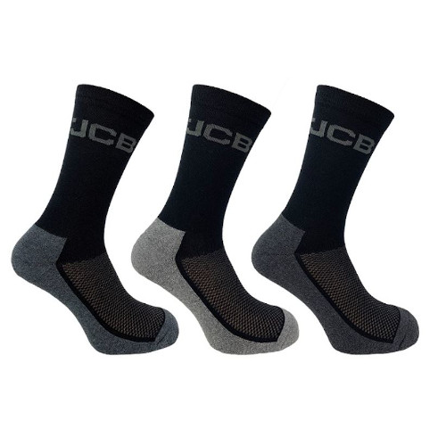 JCB Mens Everyday Work Socks 3-Pack Black (UK Size 6-11)
