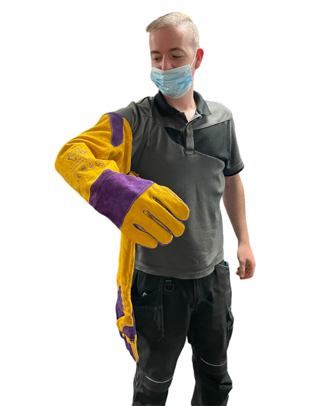 Parwed Gloves 4 Parweld Welding Gauntlets Panther Pro Extra Length - High Quality Leather 480mm Long Cuff - Image 2