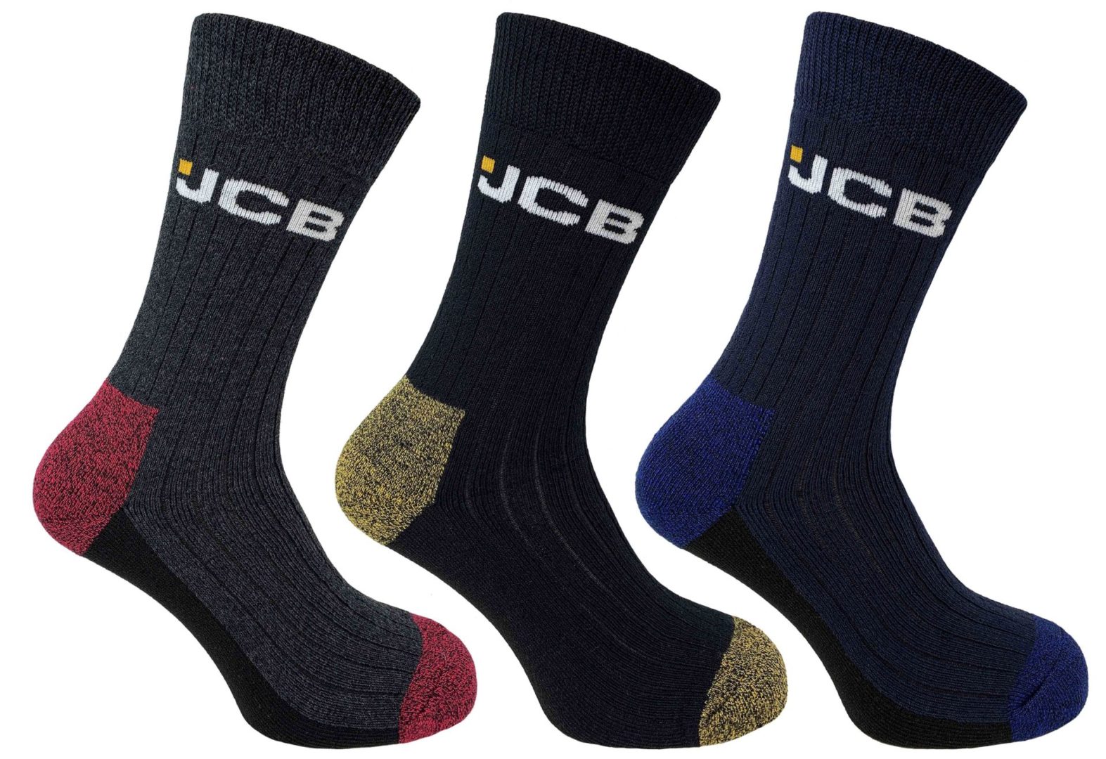 JCB WORK SOCKS COLOURED HEEL