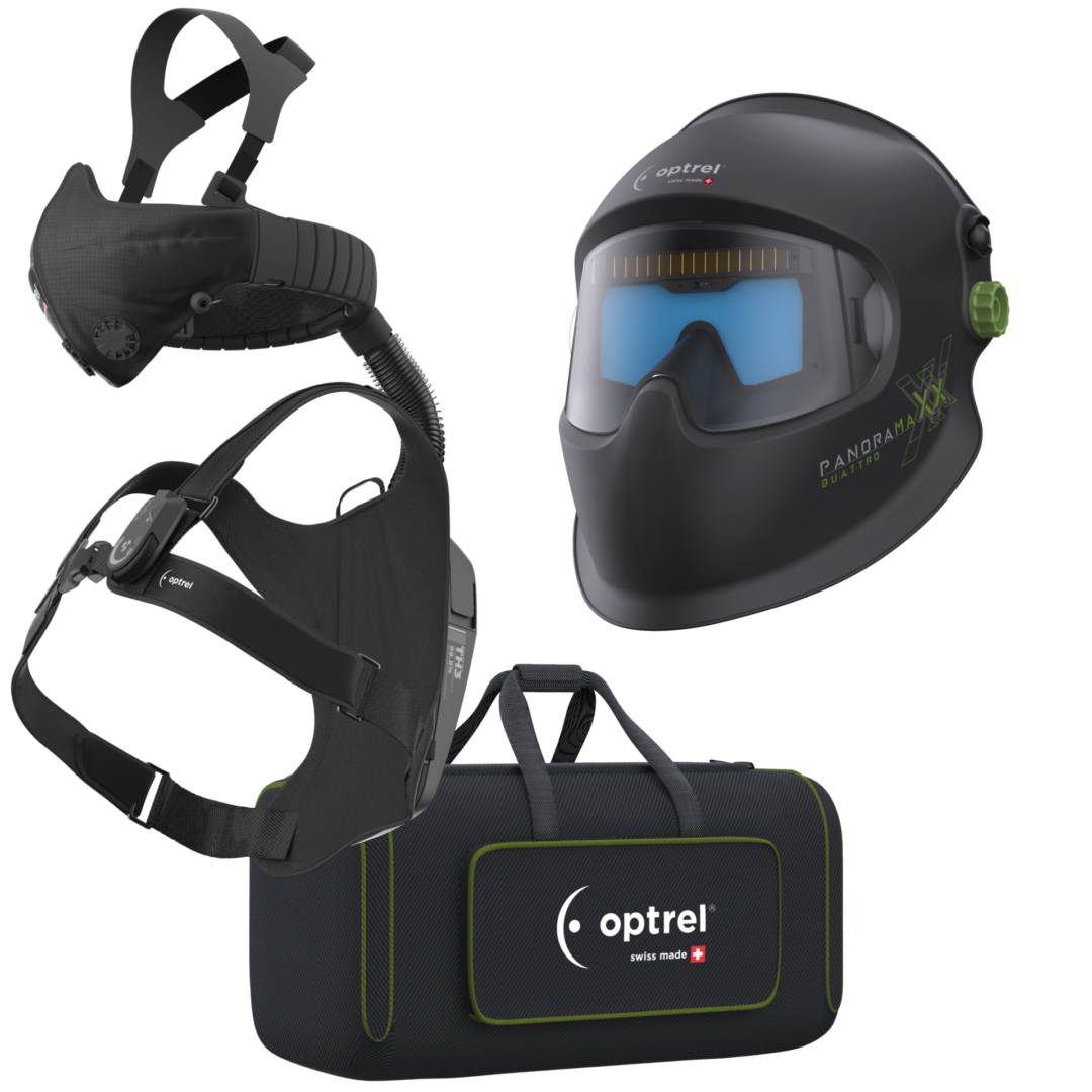 Optrel Panoramaxx Quattro Welding Helmet and Swiss Air PAPR